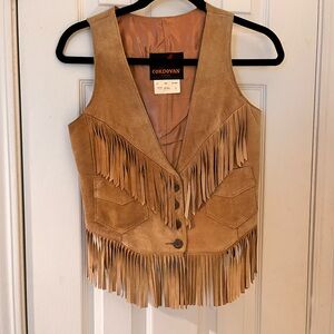 Vintage Western 100% Leather Vest with Fringe.